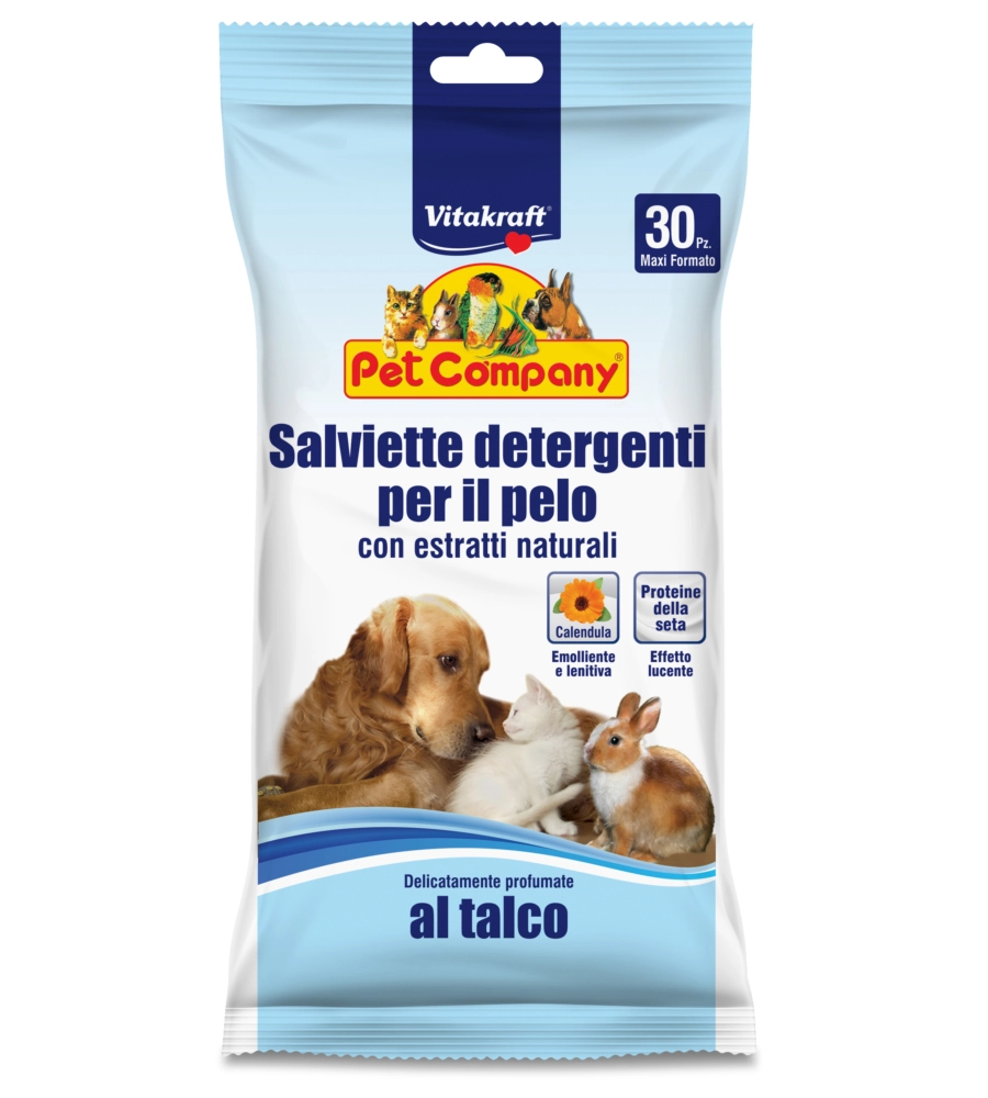 Salviette detergenti per pelo al talco